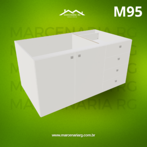 BALCÃO 4 GAVETAS COM 2 PORTAS VERTICAIS M95 "MEDIDAS  MÁXIMAS E MÍNIMAS"