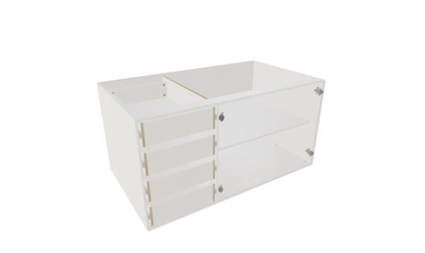 BALCÃO 4 GAVETAS COM 2 PORTAS VERTICAIS M95 "MEDIDAS  MÁXIMAS E MÍNIMAS" - Imagem 3