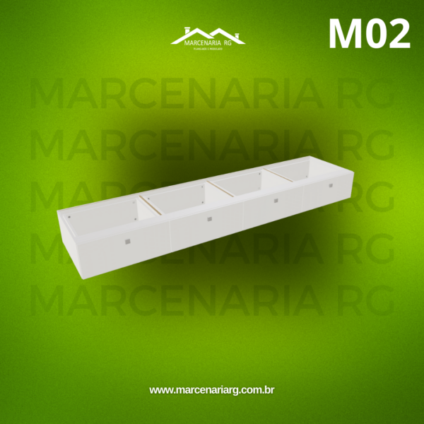 BANCADA 4 GAVETAS HORIZONTAIS M02 "MEDIDAS  MÁXIMAS E MÍNIMAS"
