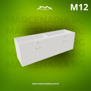 BALCÃO 4 PORTAS VERTICAIS 2 GAVETAS SUPERIORES HORIZONTAIS M12 "MEDIDAS  MÁXIMAS E MÍNIMAS"