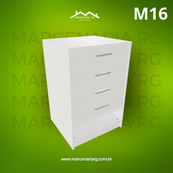 CÔMODA 4 GAVETAS HORIZONTAIS COM NICHO INFERIOR M16