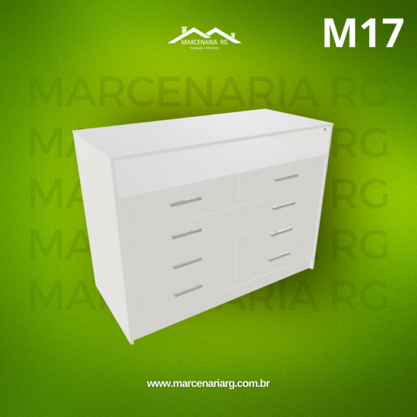 CÔMODA DUPLA 8 GAVETÕES HORIZONTAIS NICHO M17 "MEDIDAS  MÁXIMAS E MÍNIMAS"