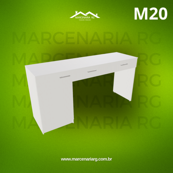 MESA COM 1 PORTA 2 GAVETAS ESQUERDO  E  DIREITO M20 "MEDIDAS  MÁXIMAS E MÍNIMAS"