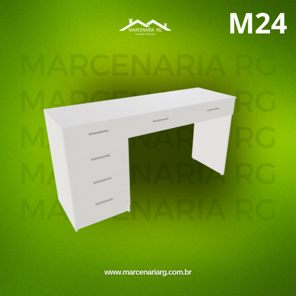MESA COM 1 GAVETEIRO  DE 4 GAVETAS 2 GAVETAS HORIZONTAIS LADO ESQUERDO OU DIREITO M24  "MEDIDAS  MÁXIMAS E MÍNIMAS"