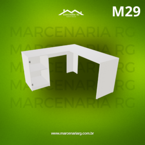 MESA EM L COM ÁRMARIO 1 PORTA  ESQUERDO OU DIREITO VERTICAL M29  "MEDIDAS  MÁXIMAS E MÍNIMAS"