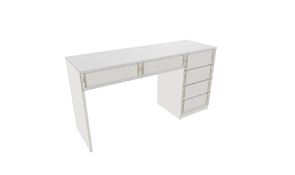 MESA COM 1 GAVETEIRO  DE 4 GAVETAS 2 GAVETAS HORIZONTAIS LADO ESQUERDO OU DIREITO M24  "MEDIDAS  MÁXIMAS E MÍNIMAS" - Imagem 7